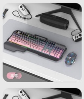 Clavier et souris ergonomiques Ksnake Viper KM160, combo pour le marché arabe, panneau métallique durable, design RGB pour les joueurs, le bureau, la maison, l'ordinateur