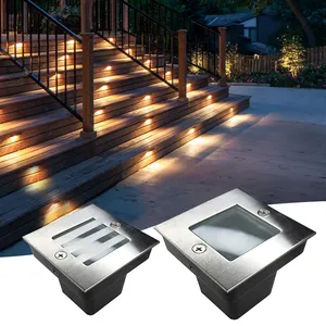 SS LED Outdoor Garden lampada interrata sotterranea 1w 3w 12v 220v IP65 impermeabile Deck Step incasso a terra luci