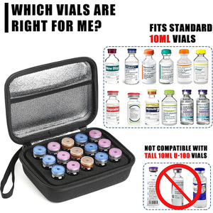 Organizador de viaje portátil de EVA para botellas de péptidos, 12 compartimentos para viales de péptidos de 3 ml, para transporte diario de péptidos para diabéticos - Product Image 5