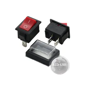 WNRE Saklar Tombol Tekan KCD 2 Pin, KCD-1201 DC 12V Sakelar Rocker Tahan Air dengan Penutup Antiair