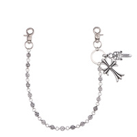 Ceinture de taille en métal style hip-hop multi-éléments pour femmes et hommes Gillian avec boucle en cuivre et pendentif épée croisée