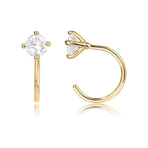 Fashion Trendy <strong>Tiny</strong> Cartilage Stainless Steel Piercing Stud <strong>Earrings</strong> Small Huggie Half <strong>Hoops</strong> with Zircon for Women's Gift - Product Image 1