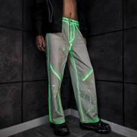 Jeans en denim phosphorescents personnalisés, pantalon streetwear néon unisexe homme femme