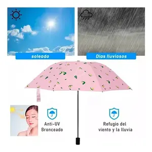 Parapluie pliant avec protection UV, diamètre ouvert de 98 cm, tissu en nylon 190T, cadre en alliage à 8 baleines, ouverture manuelle, design mignon, en - Product Image 6