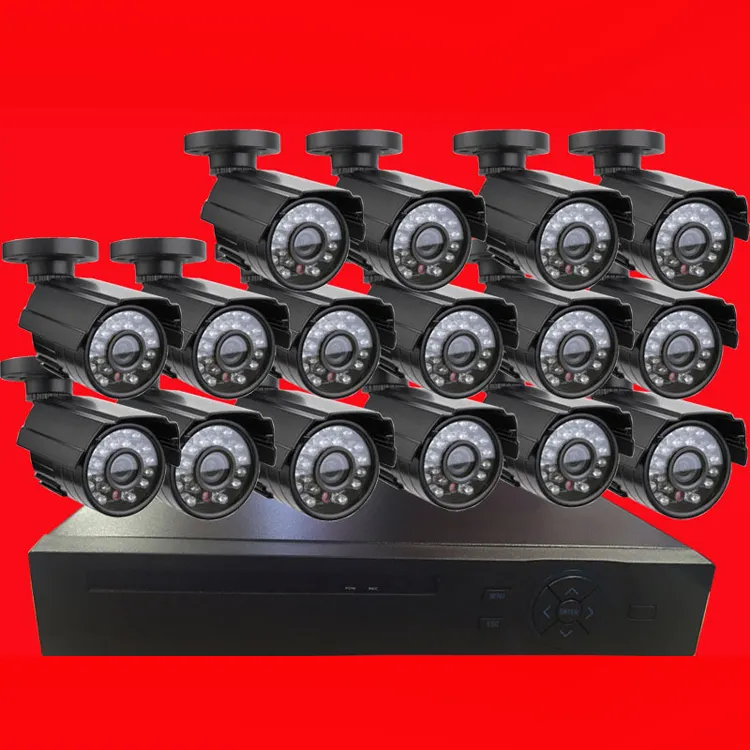 Kit CCTV Luar Ruangan HD Penuh 16CH Luar Ruangan IP66 Tahan Air Peralatan Pemantauan Rumah Paket Keamanan NVR Kit Kamera WIFI
