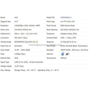 M240UAN01.0ใหม่24นิ้ว1920*1200 M240UAN01.0แสดงผล LCD - Product Image 4