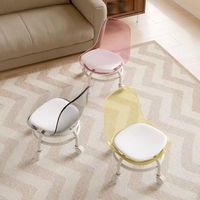 Tabouret pivotant à roulettes avec dossier en acrylique, roues omnidirectionnelles, petit tabouret moderne et minimaliste