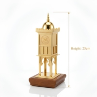 Modèle de tour d'horloge emblématique du Moyen-Orient personnalisé, plaqué or, en métal, architecture islamique, trophée commémoratif