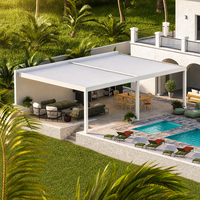 Pergola bioclimatique motorisée en aluminium avec toit à lames orientables, anti-UV, imperméable, pour terrasse extérieure