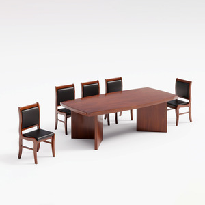 Table de conférence rectangulaire en placage de bois massif, durable, pour usage commercial, table de réunion et de négociation multi-personnes - Product Image 3