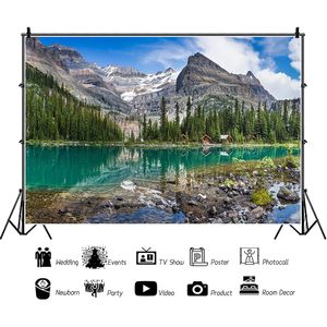 5x3ft กลิ้งกลางแจ้งถ่ายภาพพื้นหลังทะเลสาบภูเขาที่มีต้นไม้การสะท้อนแม่น้ำทะเลสาบสีฟ้าสีเขียวพื้นหลังภูเขา - Product Image 6