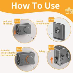 En gros, Étendoir à linge mural rétractable réglable anti-affaissement pour le séchage et le rangement des vêtements - Product Image 4