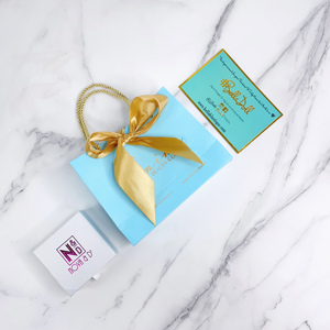 Bolsas de Papel Azules Mini Baratas al por Mayor con Lazo Grande Dorado - Bolsas de Regalo Pequeñas de Lujo para Joyería y Cosméticos - Product Image 5