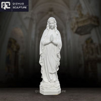 Église religieuse grandeur nature sculpture à la main pierre blanc marbre Vierge Marie Statues catholique pour jardin
