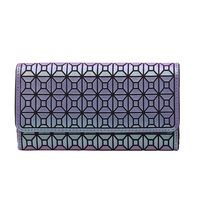 Tas panjang wanita baru dompet clutch berkilau kantung ritsleting tas tangan uang kartu geometris dompet Jalan dengan tali pegangan