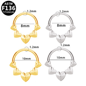 <b>Titanium</b> Heart Shape Nose <b>Ring</b> F136 Piercing Jewelry For Women Gift - Product Image 5