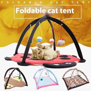 Hamaca pequeña de felpa ecológica para mascotas, hamaca para gatos con dibujos animados transpirables, campana divertida, cama de juguete, patrón de animales sólidos para perros - Product Image 2