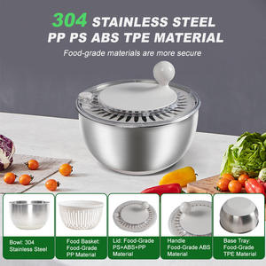 Escurridor de Ensaladas Manual Personalizable de Acero Inoxidable con Asa para Secar Verduras - Product Image 4