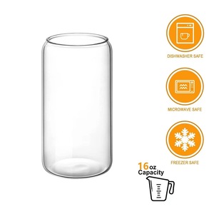 Toptan 350ml/500ml/600ml Özel Borosilikat Kahve Kupaları Şeffaf 16 Oz Şişe Şeklinde Bardaklar - Product Image 6