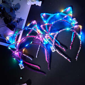 <span class=keywords><strong>LED</strong></span> orecchie di gatto luminoso luminoso orecchio di coniglio di natale accessori per la testa di Halloween luci per la testa a <span class=keywords><strong>Led</strong></span> per le donne e le ragazze - Product Image 4