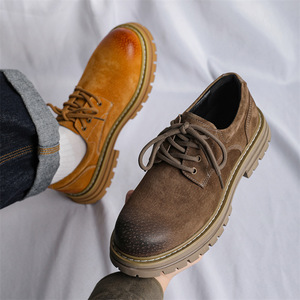 Botas de trabajo de cuero con estilo retro botas bajas para exteriores para hombres botas cortas de senderismo antideslizantes de suela gruesa - Product Image 2