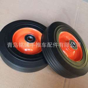 Heavy Duty Caster Wheel 250mm Diameter Black Solid Rubber Silent Operation <b>For</b> <b>Tool</b> <b>Cart</b> Handcart - Product Image 2