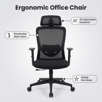 Chaise de bureau ergonomique de haute qualité avec support lombaire pivotant en maille, pour conférences, jeux, bureau, noire
