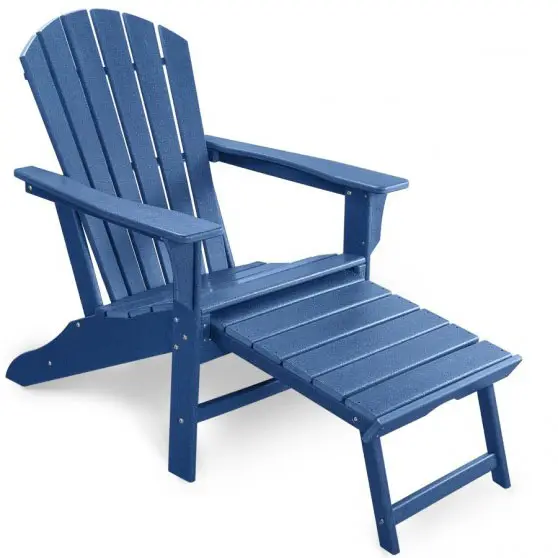 HDPE branco plástico exterior pátio dobrável cadeira Adirondack com pull-Out Footrest