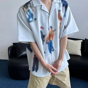 Tùy Chỉnh Người Đàn Ông Của Giản Dị Satin Áo Sơ Mi Ngắn Tay Áo Nút Xuống Bãi Biển Hoa Nhiệt đới Thiết Kế Thoáng Khí Chống Nhăn Các Tính Năng - Product Image 3