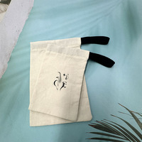 Sac à cordon en coton biologique réutilisable et portable de luxe, logo personnalisé imprimé, coffret cadeau d'affaires, sac à poussière pour chaussures