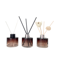 Bouteille diffuseur de parfum en verre brun dégradé, flacon rond vide pour diffuseur d'arômes, décoration parfumée pour la maison