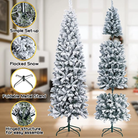 Vente en gros d'arbres de Noël lumineux floqués, arbres de Noël en forme de crayon, décoration de Noël