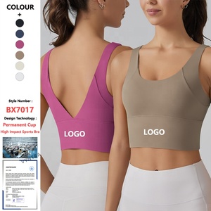 <span class=keywords><strong>Reggiseno</strong></span> sportivo da donna <span class=keywords><strong>con</strong></span> scollo a V, coppe imbottite a lunga durata, supporto ad alto impatto, modello lungo, per corsa, yoga, allenamento e fitness, tipo top corto. - Product Image 1