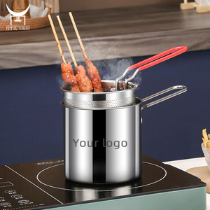 Olla freidora de acero inoxidable 304 con cesta para freír, cesta coladora de pasta para papas fritas, mini olla para tempura - Product Image 5