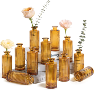 Ensemble de <span class=keywords><strong>vase</strong></span> de bourgeon <span class=keywords><strong>en</strong></span> <span class=keywords><strong>verre</strong></span> de couleur ambre moderne de luxe petite <span class=keywords><strong>bouteille</strong></span> de table pour la maison mariage bureau décor qualité pour ensembles de diffuseur de roseau - Product Image 1