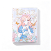 Carnet à couverture PVC 64K, 92mm*126mm, 80GSM, 76 feuilles, motif grille fille anime rose, mini format de poche, 384 pièces/carton, vente en gros