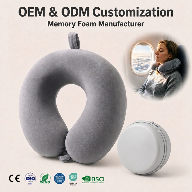 Ergonomic Memory Foam U-Shape Travel Pillow Lightweight Washable Neck Cushion for Airplanes Car Camping