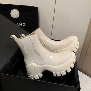 Cialisa-zapatos de suela gruesa para mujer, cuñas de punta redonda, tacones altos gruesos, botas de diario Chelsea, botines cortos concisos, gran oferta - Product Image 2