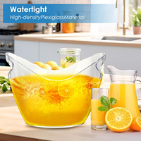 Seau à glace en acrylique transparent de 4L/8L, seau refroidisseur de vin en plastique de qualité alimentaire pour bouteilles de champagne, de bière et de boisson, 1 paquet