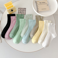 Chaussettes mi-mollet pour femmes, couleur unie, anti-odeur et absorbant la transpiration, chaussettes I, blanches, respirantes et amples, chaussettes longues d'été