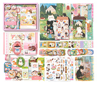 Set de Regalo Simno Kawaii con Diseño de Gato de Dibujos Animados, 157 Piezas, Kit de Diario con Cuaderno A6 para Junk Journal y Planificador