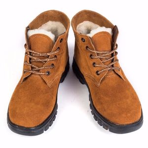 Warm <b>Work</b> <b>Boots</b> Men Steel Toe Anti Slip Thickened Wool Winter Snow <b>Boots</b> Outdoor Suede <b>Leather</b> Injection Sole - Product Image 2