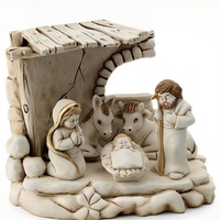 Ensemble de statues de crèche en résine avec finition patinée vintage pour cadeau de Noël
