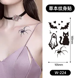 Stock Black Flower Tattoo Sticker For Women Sexy Temporary Realistic Non-toxic Safe Body Art Arm Sketch Leg Tattoo
