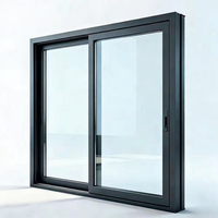 Fenêtre coulissante moderne de petite taille avec isolation thermique et moustiquaire en acier inoxydable, cadre en alliage d'aluminium