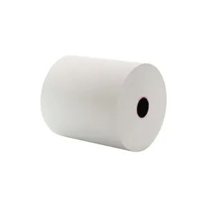 Papel térmico 80x80 80x75mm Núcleo de plástico 13x17mm Rollo de papel térmico Hecho en China Máquina cortadora de papel térmico 50 rollos/caja