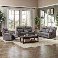 Ensemble de canapés inclinables de luxe traditionnels en cuir synthétique et daim Frank Furniture avec rangement pliable pour salon