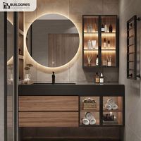 Meuble de salle de bain élégant Buildgres avec miroir en marbre, meuble-lavabo pour salle de bain
