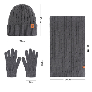 Bonnet souple <span class=keywords><strong>en</strong></span> tricot torsadé <span class=keywords><strong>à</strong></span> bord profond et cache-<span class=keywords><strong>cou</strong></span> confortable avec logo personnalisé, ensemble gants, écharpe et chapeau pour l'hiver - Product Image 5