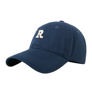 Casquette de baseball unisexe en sergé de coton, couleur unie, avec lettre R, protection solaire - Product Image 1